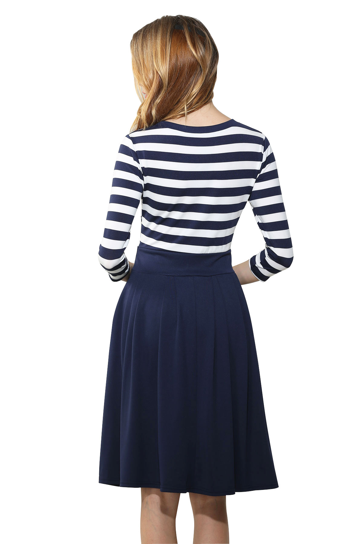 SZ60006 Women Stripes Long Sleeve Vintage Dress